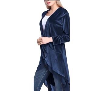 Urban Coco Velour Duster Coat Medium Sapphire Blue Chiffon Whimsygoth Fairycore